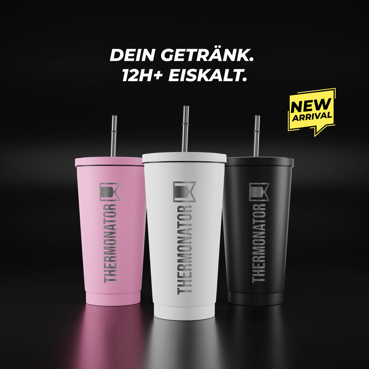 ThermoCup | Thermo Trinkbecher mit Edelstahl-Strohhalm | 500ml